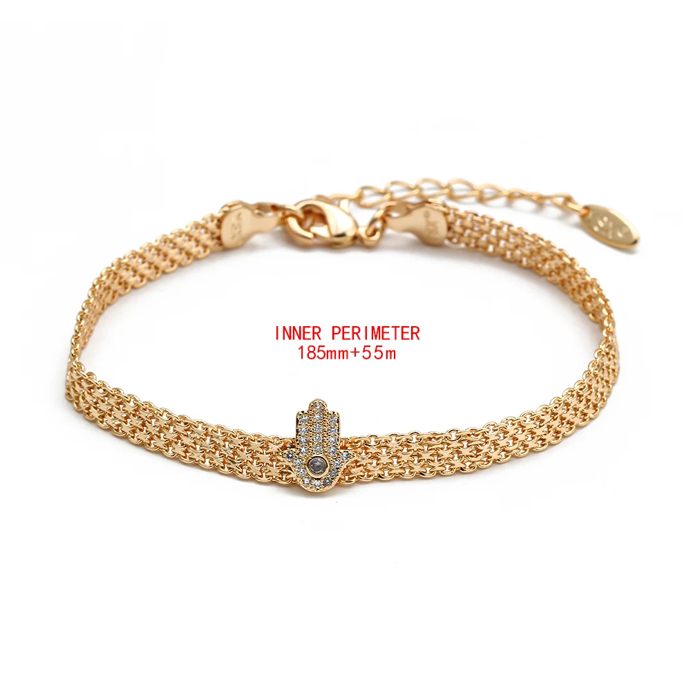 Lucky Eye Fatima Hamsa Hand Heart Evil Bracelet Gold Silver Color Chain Adjustable for Women Girls Jewelry BD197 | Украшения и