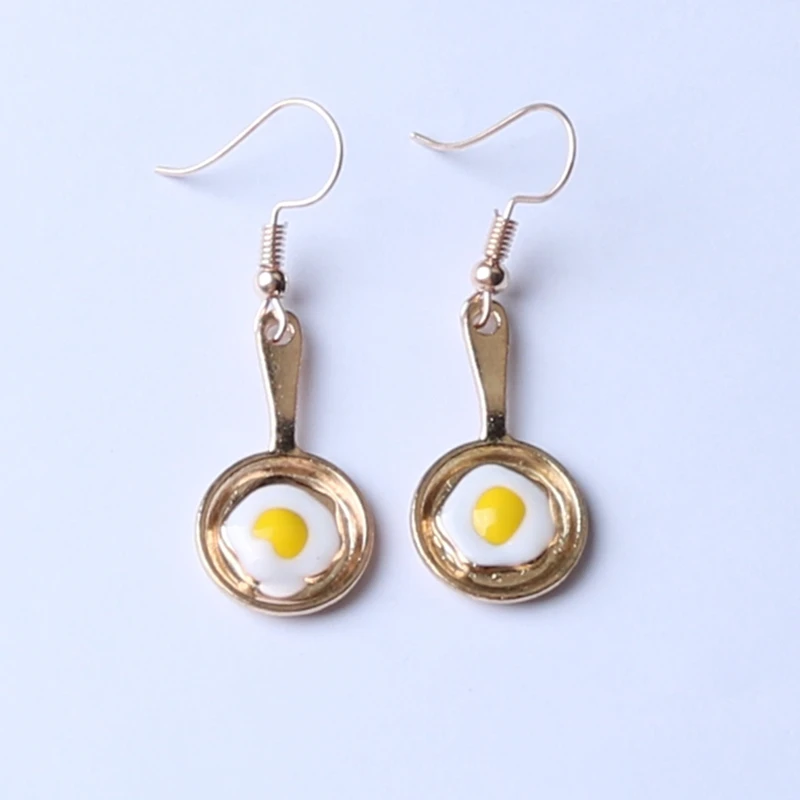 Новинка 2020 серьги в виде жареных яиц искусственная кожа серьги-кольца сковороде