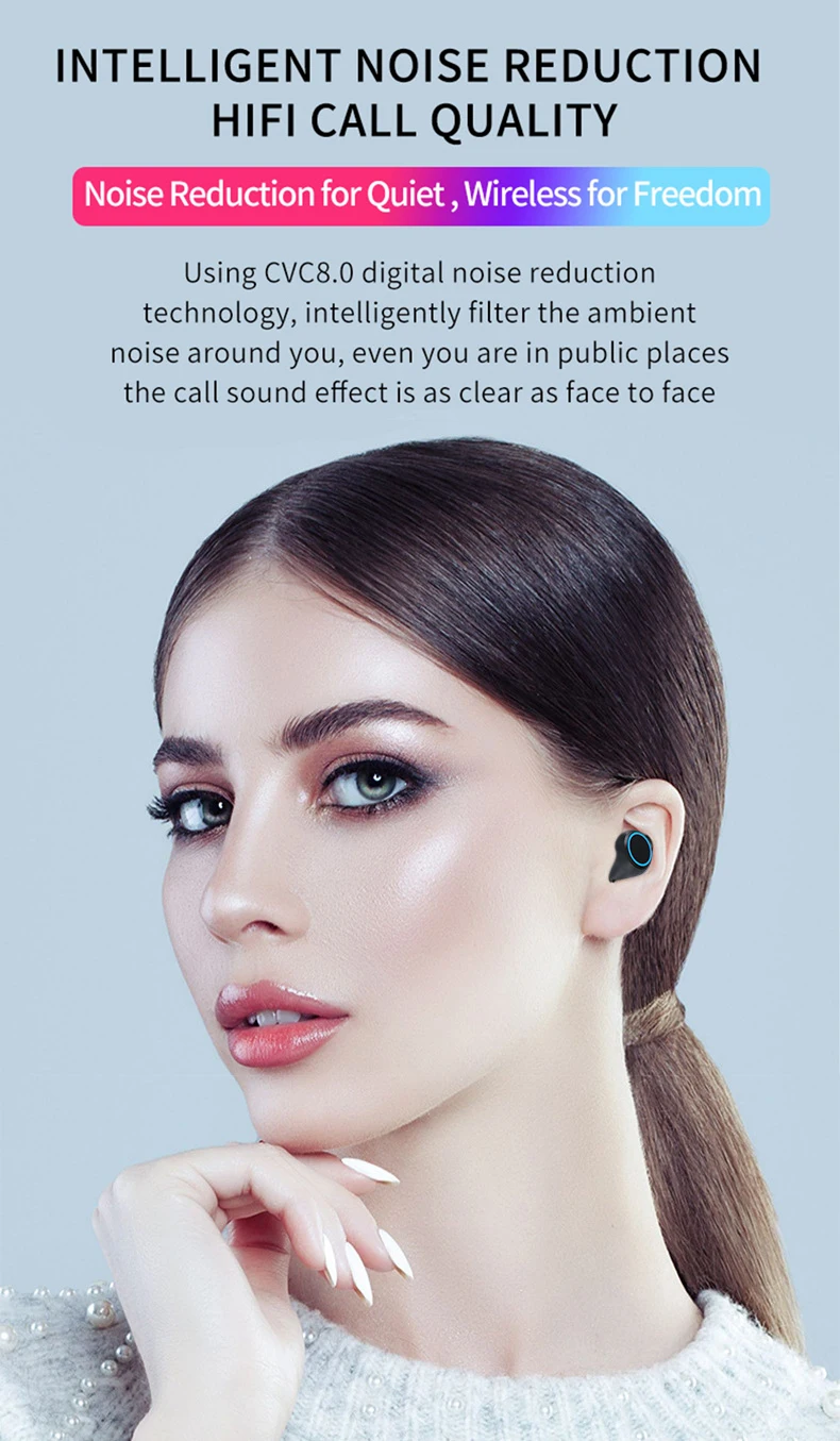 8D беспроводные наушники Bluetooth наушники V5.0 Спортивные Беспроводные наушники светодиодный дисплей сенсорное управление стерео гарнитура с микрофоном
