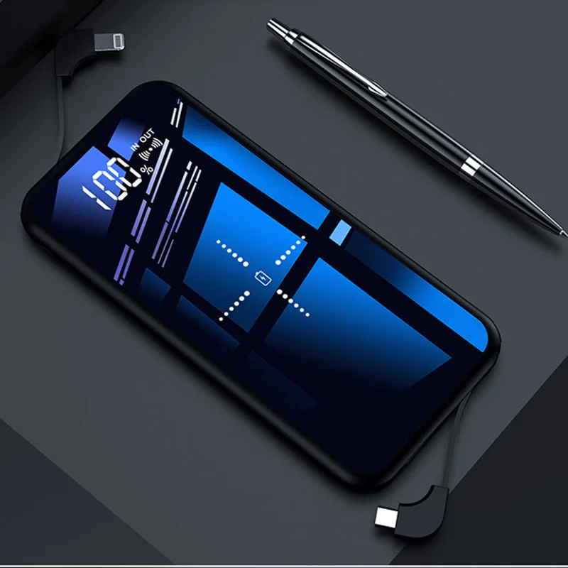 TUOSHIKE QI Беспроводное зарядное устройство power Bank 10000 мАч светодиодный дисплей внешний аккумулятор power bank для iPhone 8 X Max samsung Note 8 Xiaomi - Цвет: Black
