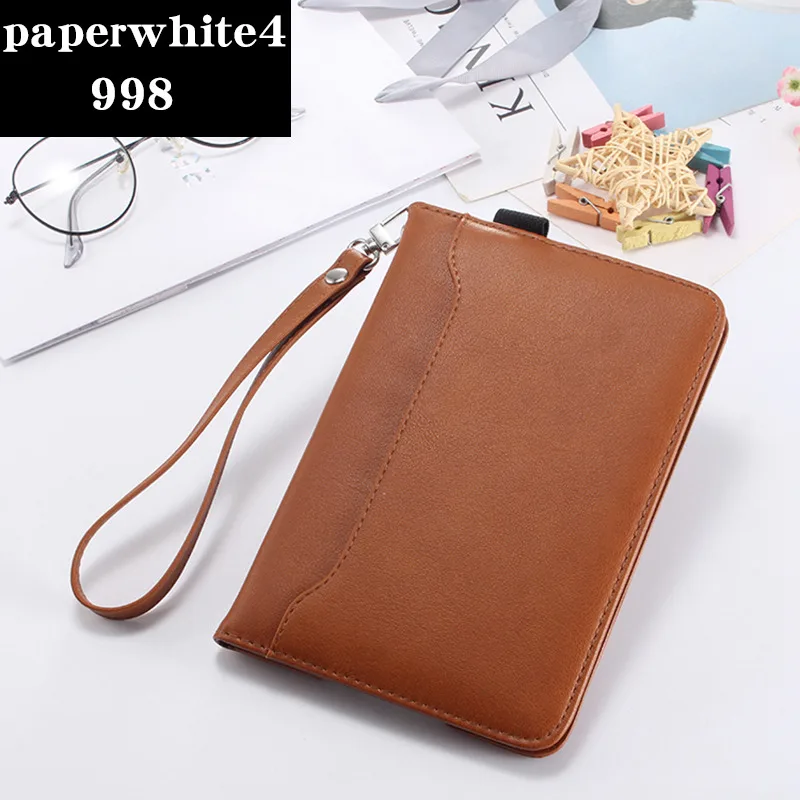 Light Brown Новинка Kindle Paperwhite 4 Чехол из искусственной кожи чехол сумка мягкая электронная книга Smart Cover для Amazon Kindle Paperwhite 4 чехол Coque - Цвет: Light Brown