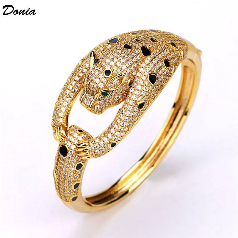 Donia jewelry Fashion micro AAA zircon leopard bracelet domineering animal enamel leopard bracelet men's personal jewelry
