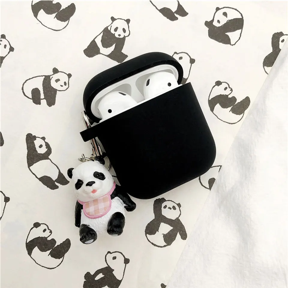 A Силиконовый чехол с изображением животного милой собаки панды для Apple Airpods 1/2 чехол Аксессуары Bluetooth беспроводная гарнитура для наушников коробка сумка брелок - Цвет: A