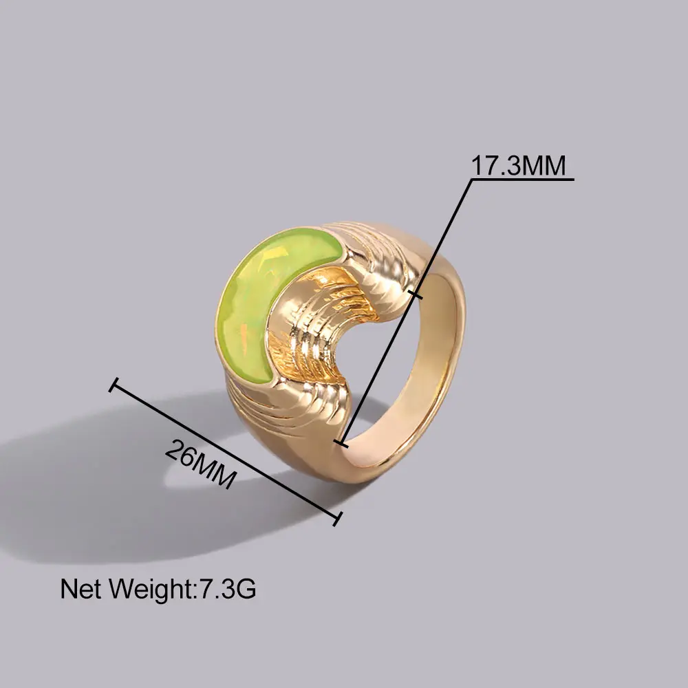 

Korean New Shiny Moon Chunky Metal Rings for Women Men Hip Hop Fashion Colorful Geometric Enamel Ring Y2K Jewelry Party Gifts