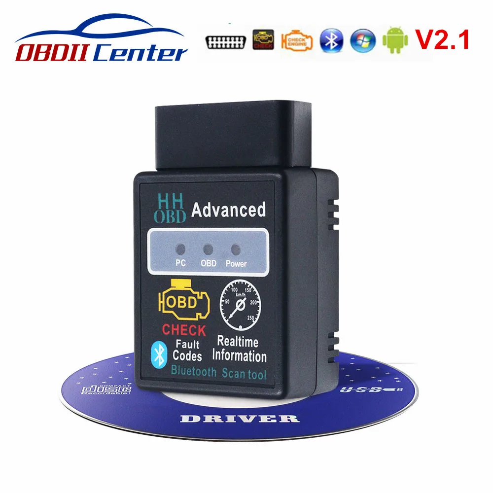 Расширенный Bluetooth сканер HH OBD ELM327 Диагностика OBD2 ELM 327 V2.1 считыватель кодов