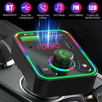 car bluetooth 5 0 fm transmitter wireless handsfree audio receiver auto tf u disk mp3 player 3 1a dual usb pd type c charge