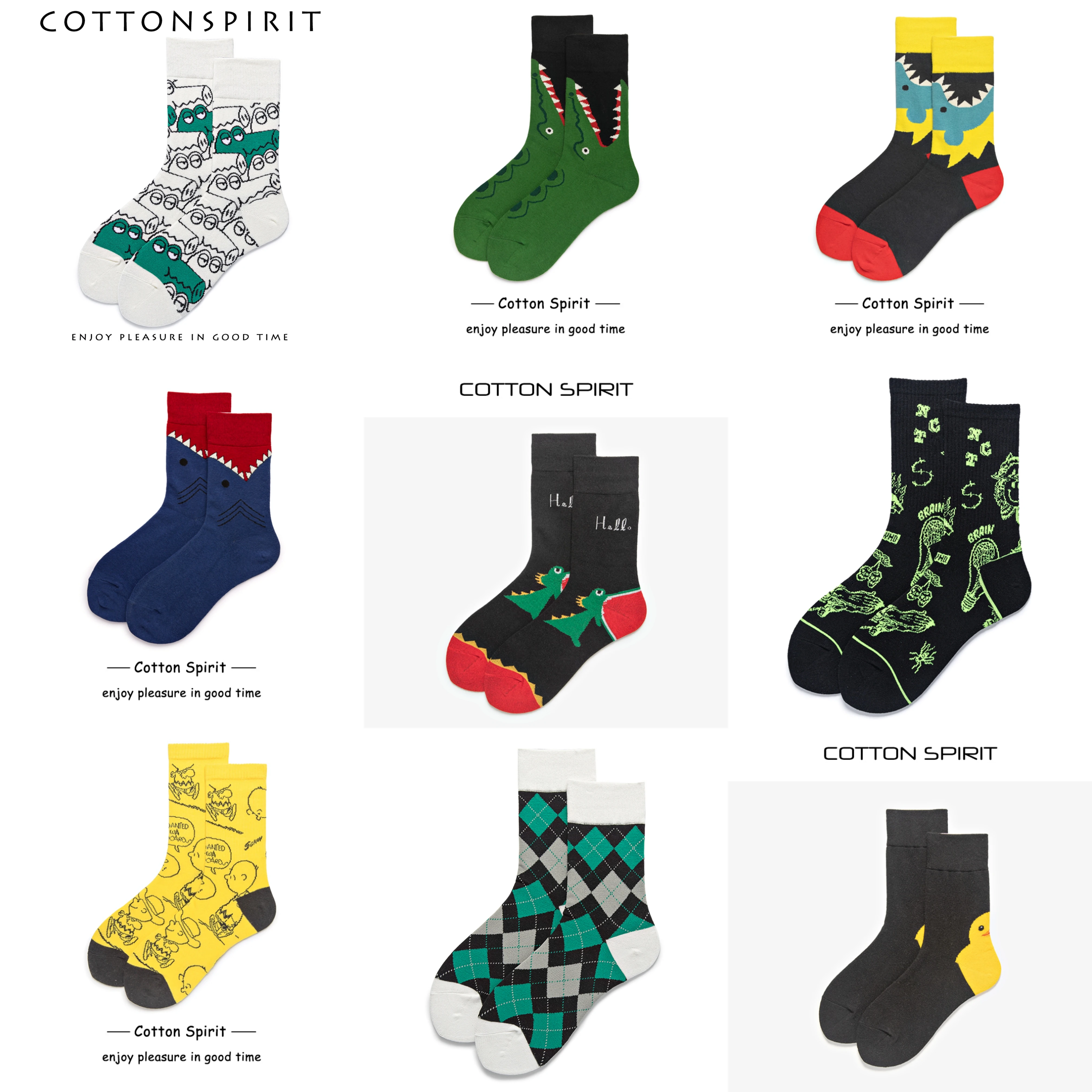 

1 Pair Cotton Fashion Hip Hop Man woman Socks Harajuku Colorful Skateboard Cartoon Animal Happy Socks Funny Sokken