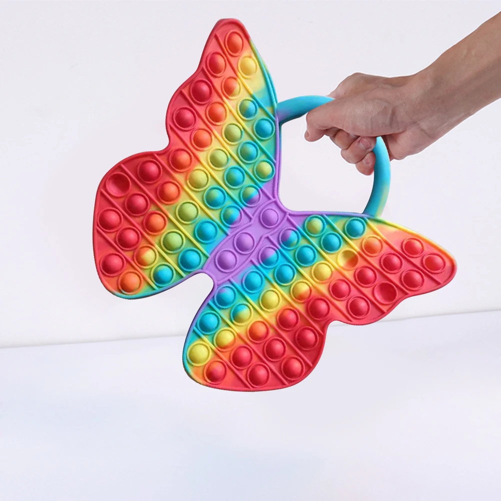 

Модная сумка с радужной бабочкой, пузырчатая сумка, игрушки-фиджеты, Женский Сжимаемый Забавный подарок для взрослых, детей, для аутизма