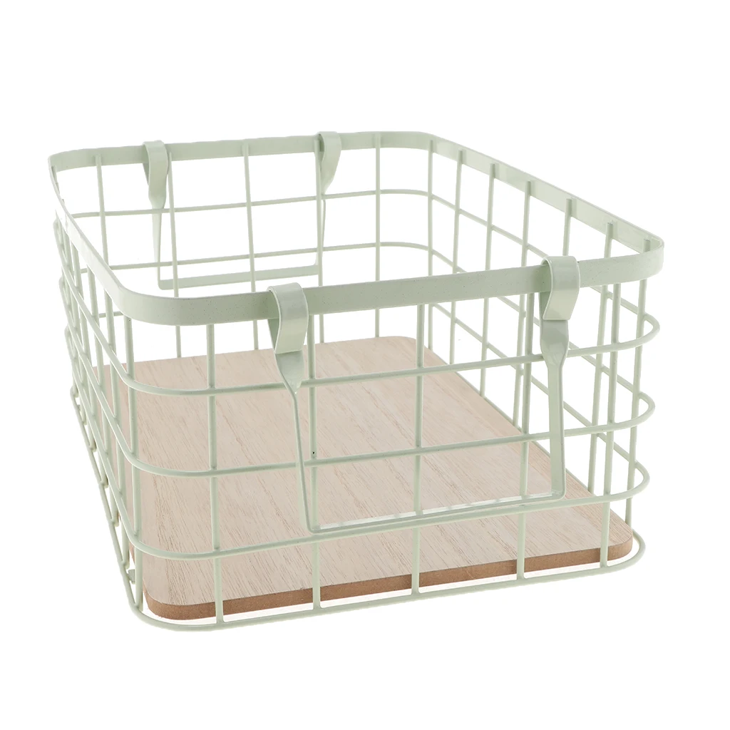 

Wrought Iron Storage Basket Snack Fruit Kitchen Desktop Storage Basket Sundries Organizer Holder with Handle