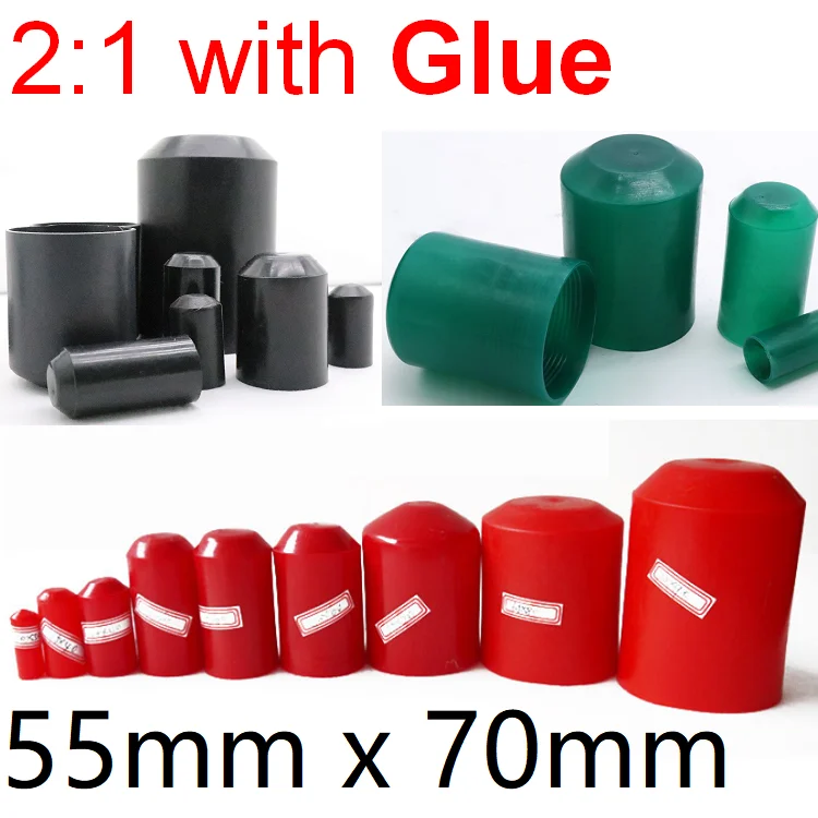 

Heat Shrink End Seal Cap Dia 55mm x 70mm Length Cable Sleeve Adhesive Glue Lined Insulate Wrap Wire Protect Cover Bottom 35KV