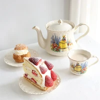 garden girl tea cup saucers set porcelain tea pot teacup coaster coffee mug set household teaware sets coffeeware supplier