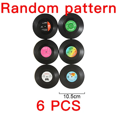 

Vinyl Record Table Mats Drink Coaster Table Placemats Creative Coffee Mug Cup Coasters 6 PCS Heat-resistant Nonslip Pads