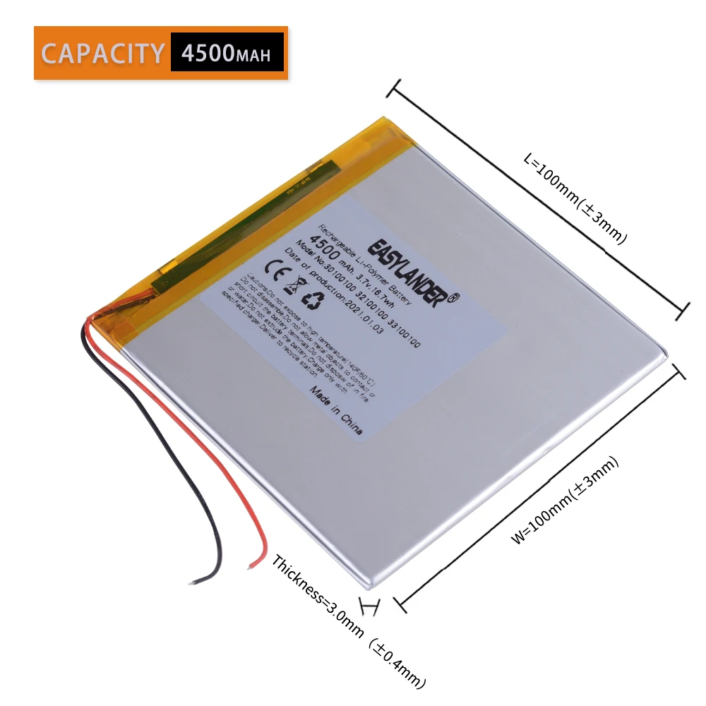 Планшетный ПК 7 дюймов MP3 MP4 32100100 3 V 4500mah (полимерная литий-ионная батарея) батарея |