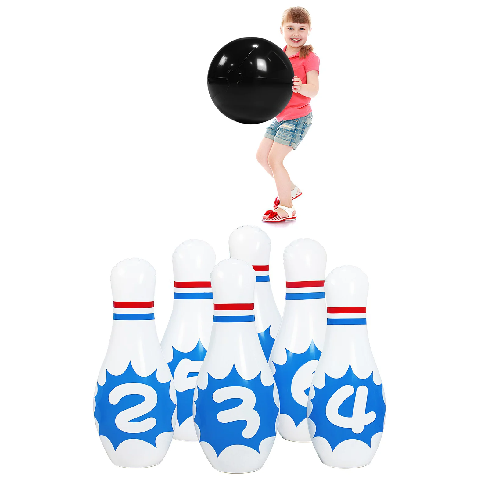 

Inflatable Bowling Set For Kids Outdoor Lawn Yard Games For Family 18.08inch Ball Christmas Gift Bowling Game Set Funny Kids Toy