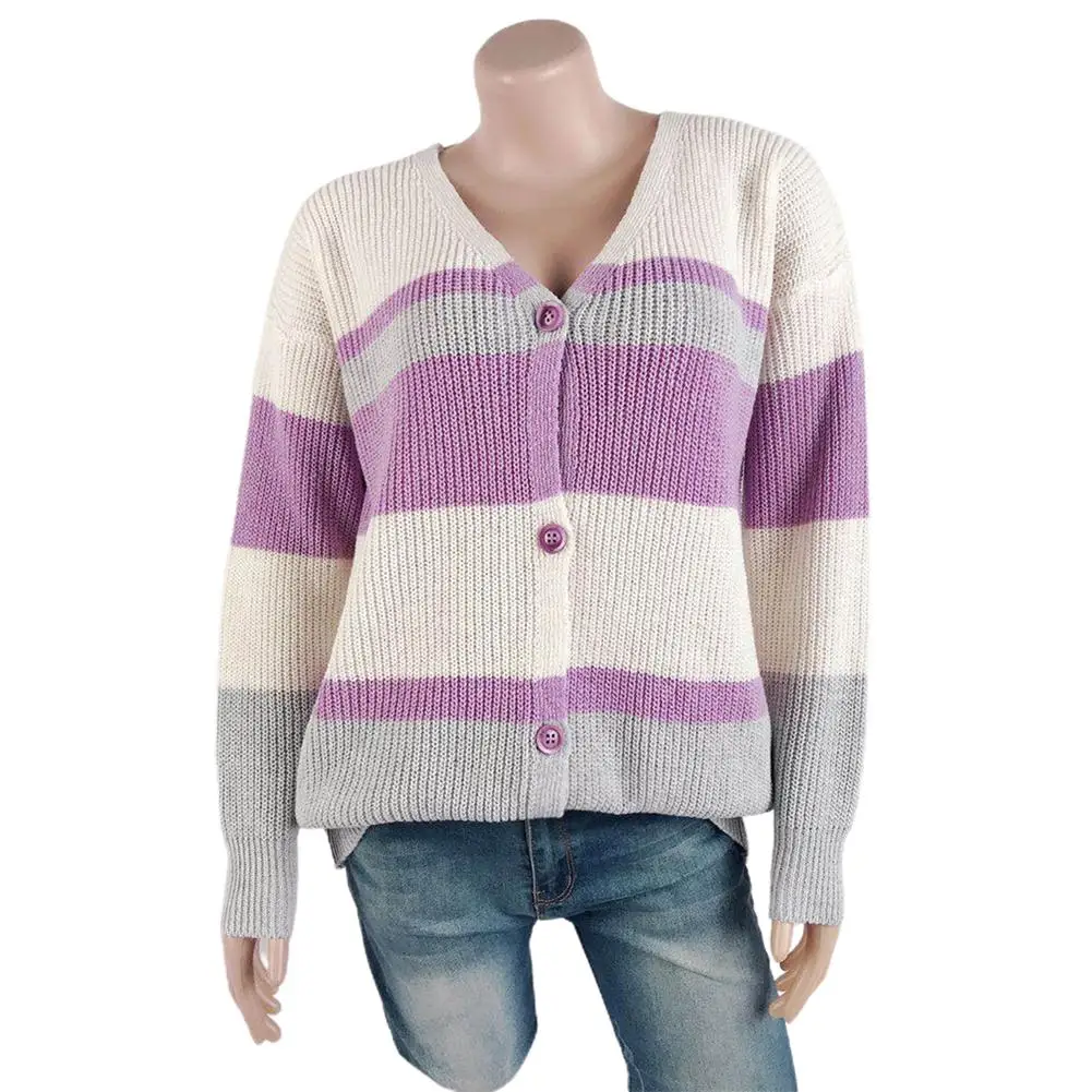 

Женская трикотажная футболка в полоску, с V-образным вырезом