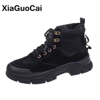 casual women shoes ankle boots for women british style fashion ladies high top boots thick bottom heighten female martin boots