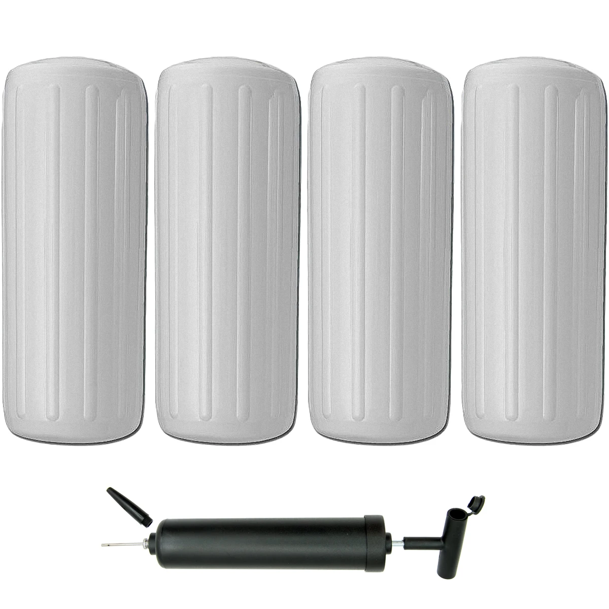 

4 Marine Inflatable Fenders 8.5*20" White Vinyl Boat Docking Guard Center Hole