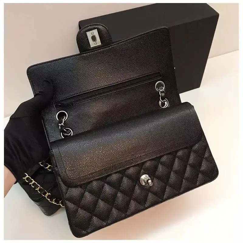 

Luxury Genuine leather Shoulder Bags for Women Top Designer Caviar Handbag Purse Lady's Crossbody Quilted Flap Square Bag brand