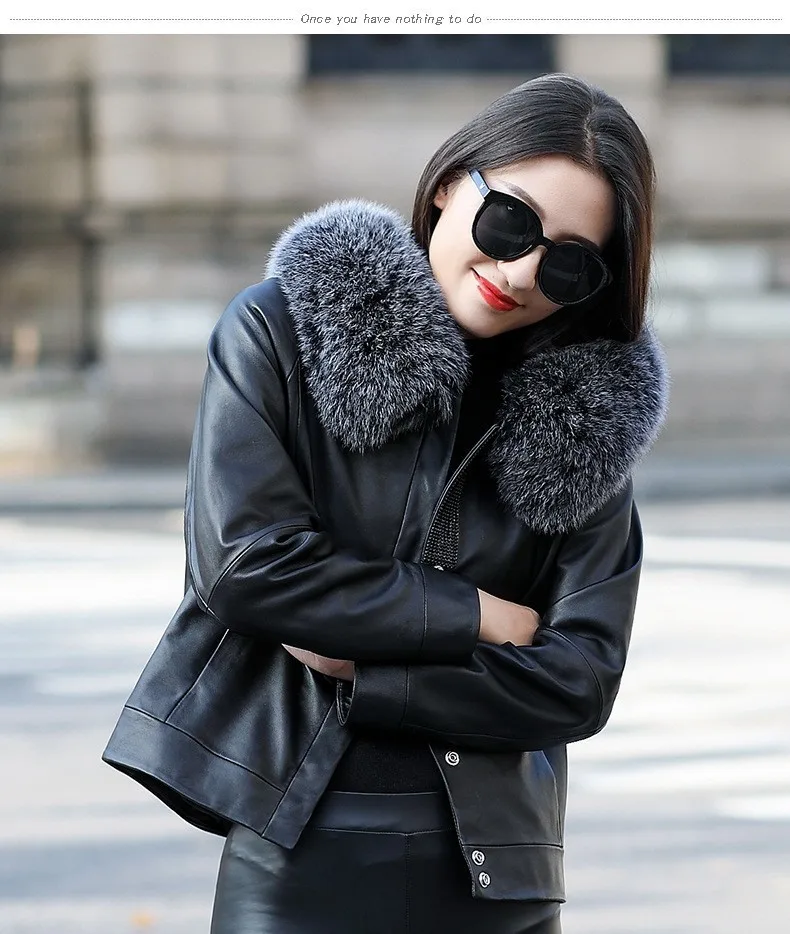 Модная куртка из натуральной кожи с капюшоном свободные пальто овчины Женская