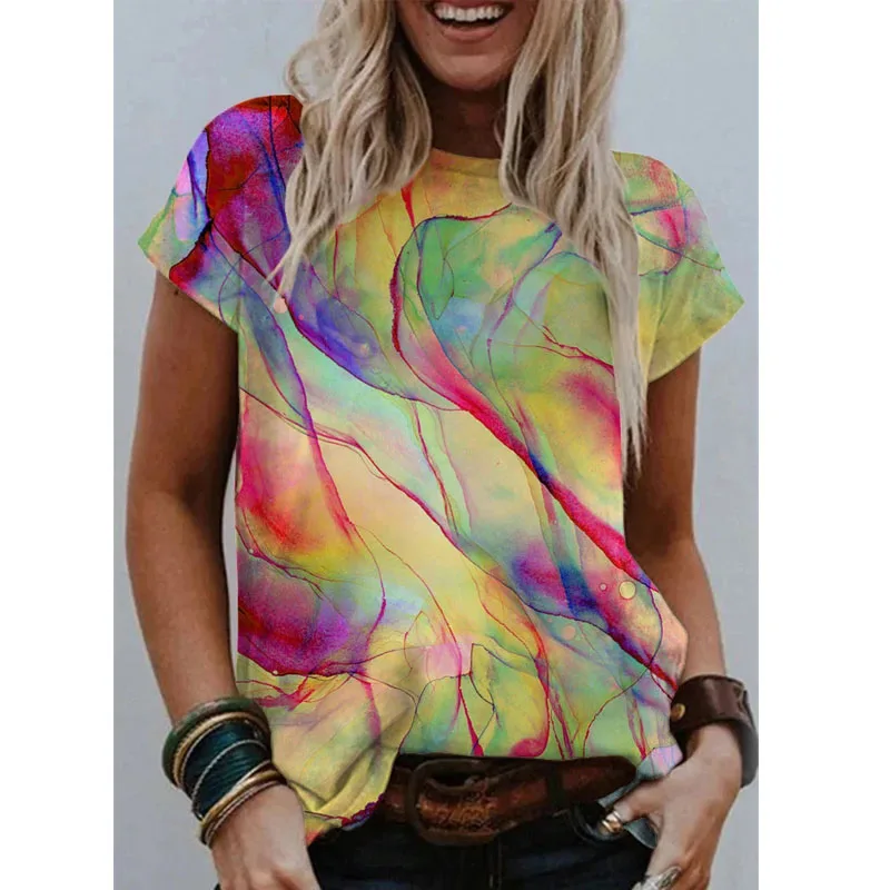 

Summer Short Sleeve O-Neck Harajuku Tshirt Women Casual Floral Print Streetwear Tees Fashion Oversized Tops Female Loose T Shirt