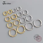 Реальные 925 стерлингового серебра минималистский богемный Круглый ухо с пряжкой в стиле панк; Большие размеры унисекс рок серьги-кольца ювелирные аксессуары  серёжки