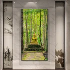 Семейная статуя Будды, плакат с бамбуковым лесом, HD печать, Картина на холсте, картина, натуральное настенное искусство, гостиная, домашний декор, без рамки