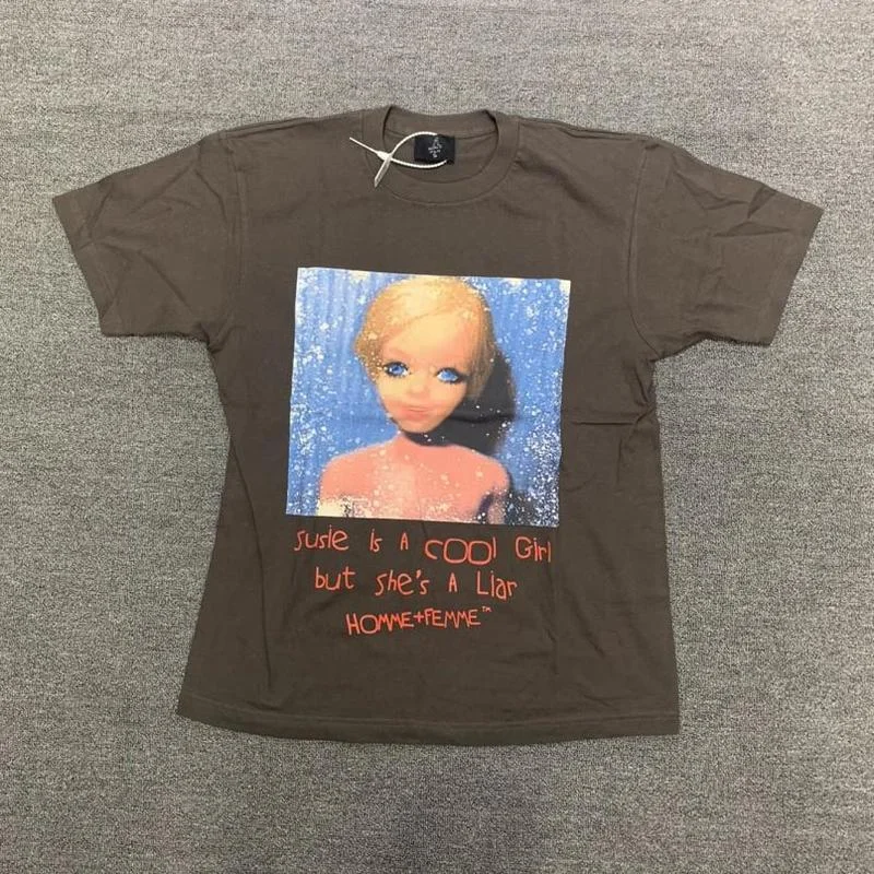 

22SS Cartoon Pattern Printing Pure Cotton EU Size T Shirts Men Women Fashion Summer Demon Lovely Clothes Streetwear