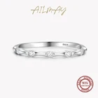 Ailmay Настоящее серебро 925 пробы простой геометрический дизайн прозрачный Циркон сливы кольца для женщин девушек антиаллергенные Изящные Ювелирные изделия Подарки