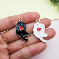 10pcs 3017mm enamel cat charm for jewelry making handmade fashion charm bracelet charms diy findings necklace pendant
