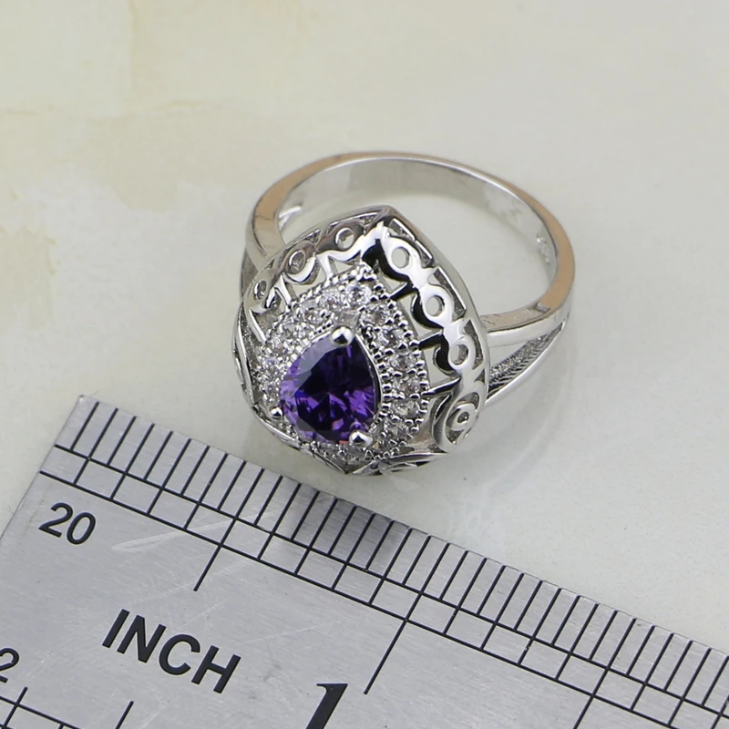 Натуральный фиолетовый кубический цирконий белый кристалл Стерлинговое Серебро