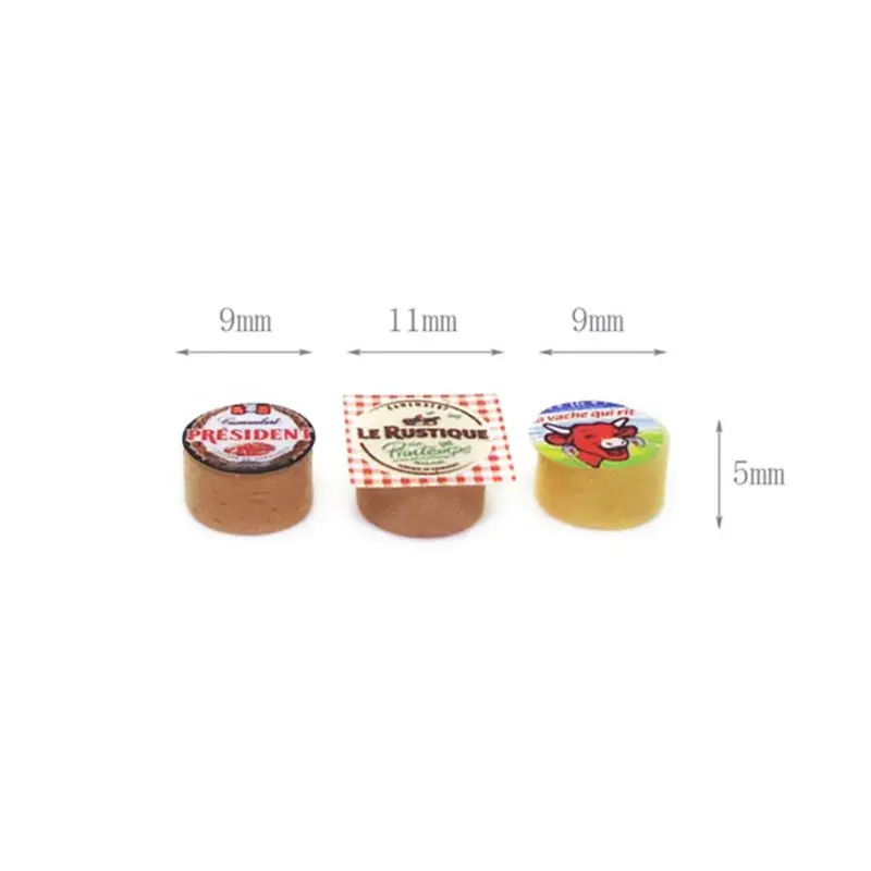 3pcs/set 1/12 Scale Dolls House Miniature Mini Cheeses Kitchen Living Room Restaurant Decoration Pretend Play Toys