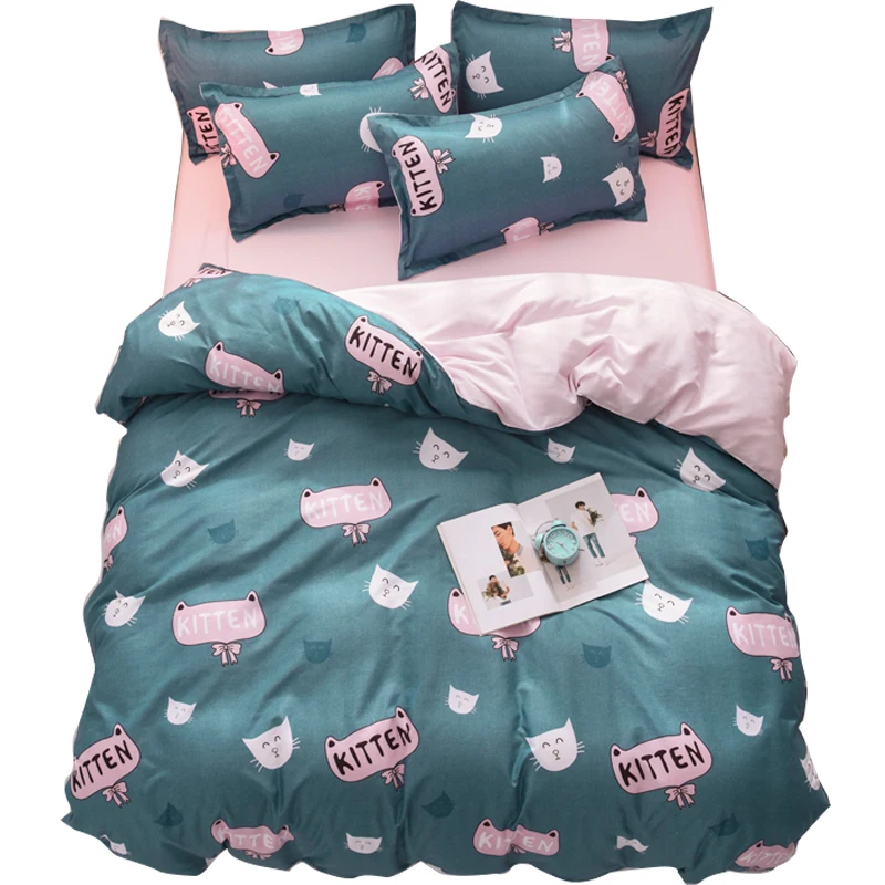 

Cartoon Animals Bedding Set for Kids Girls Boys 3 pcs Duvet Cover with 2 Pillowcases Lightweight Fruit Print Comforter Cover
