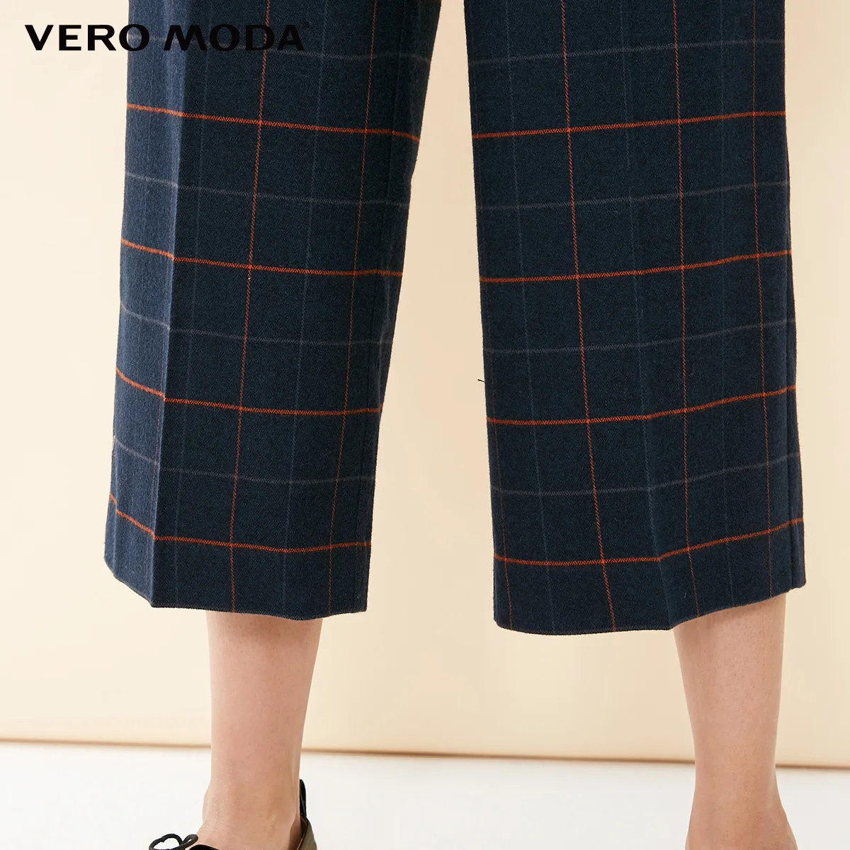 Vero Moda Новые брюки женские поступления повседневные клетчатые широкие укороченные брюки | 31836J528