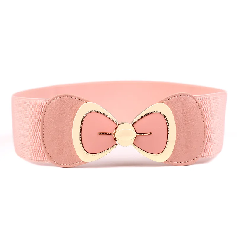 

Metal Buckle Women Belts Bowknot Shape Female Belt Punk Elastic Wide Ladies Girl Dress Sweater Coats Waist Belts For Women