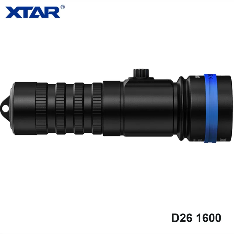 Xtar D26 1600 с широким обзором Angel 16340 26650 18650 мощный светильник для дайвинга Cree XHP35