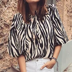 Рубашка женская летняя в Вертикальную Полоску, блузка с оборками и рукавами-фонариками, на пуговицах, винтажная шикарная блузка, повседневный Дамский комбинезон