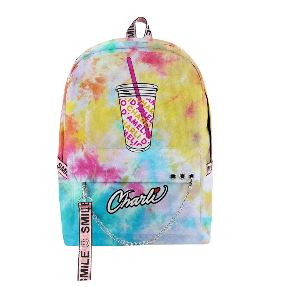 

2021student schoolbags Charli Damelio-Candy Color 3D Backpack for Boys Girls Amelio Charli 3D Backpack Kpop Keychain Accessories