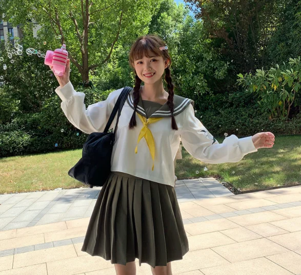 Униформа для студентов колледжа jk милая фотография матросский воротник топ с