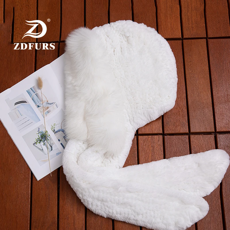 ZDFURS* новые женские шарфы из кроличьего меха с серебристой лисой, меховые полоски, зимняя теплая меховая шапка, шарф, мода для девочек, русский Снег