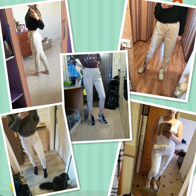 

2019 Women Autumn Suede Harem Pants High Waist Elastic Pockets Pencil Trousers Casual Female Spring Loose Plus Size Slim Pants