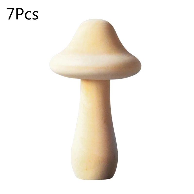 

7 Pieces/Set Simple Wood Mushroom Kit Natural Wood Mushroom Unfinished Mushroom kit for DIY Painted Christmas Ornaments