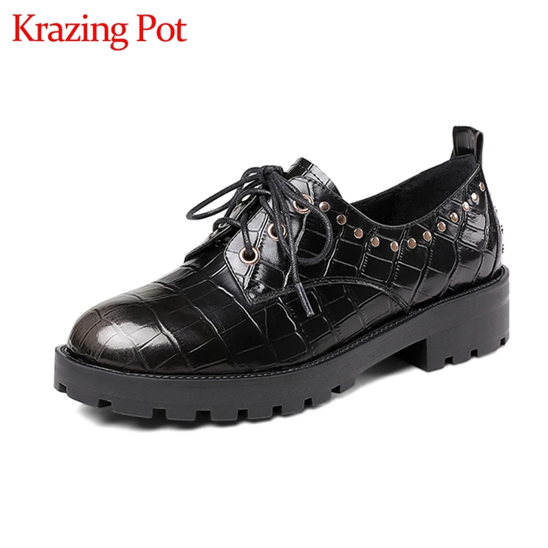 

Кроссовки Krazing pot градиентные повседневные из коровьей кожи, на шнуровке, с круглым носком, на платформе, с заклепками, с узором под камень, на...