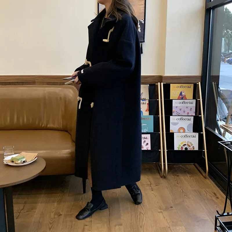 Повседневное модное зимнее шерстяное пальто длинные карманы Смешанное и куртка