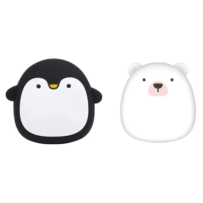 

2set Cartoon Hand Warmer Portable USB Rechargeable Power Bank(4000MAh) Dual-Purpose Hand Warmer Penguin & Polar Bear