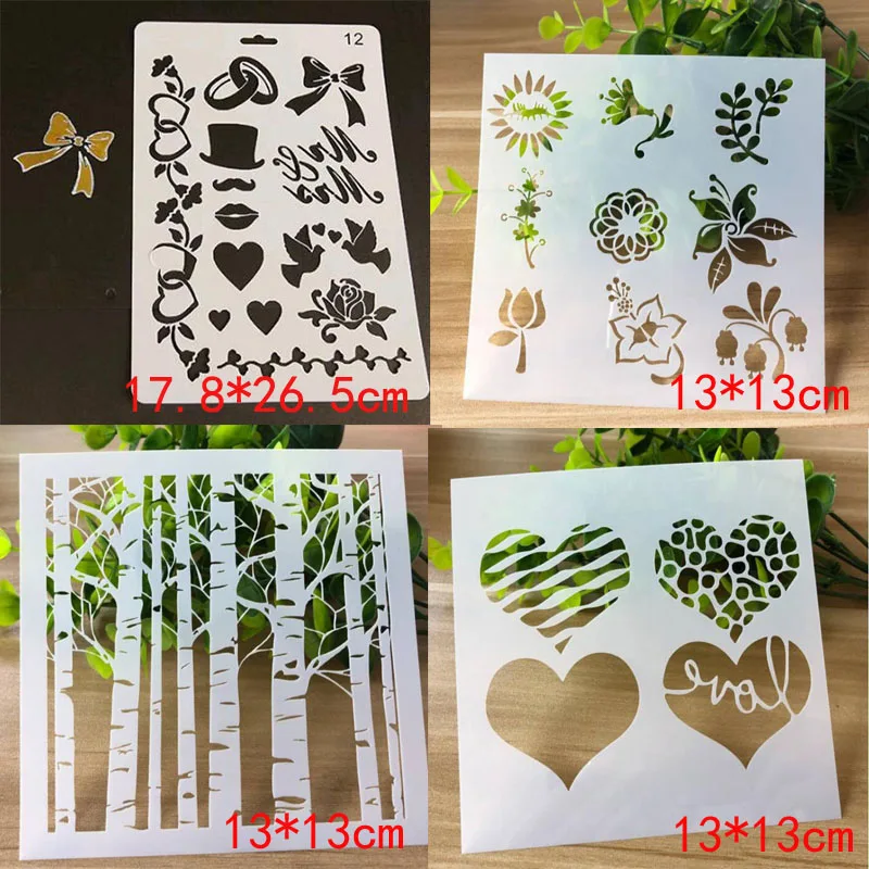 4 шт./компл. трафарет сердце пуля журнал рисунок шаблоны для скрапбукинга фото