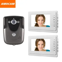Video Door Phone doorbell Intercom system 7 inch LCD Monitor Waterproof IR Night Vision Camera wired video doorphone 2-monitor