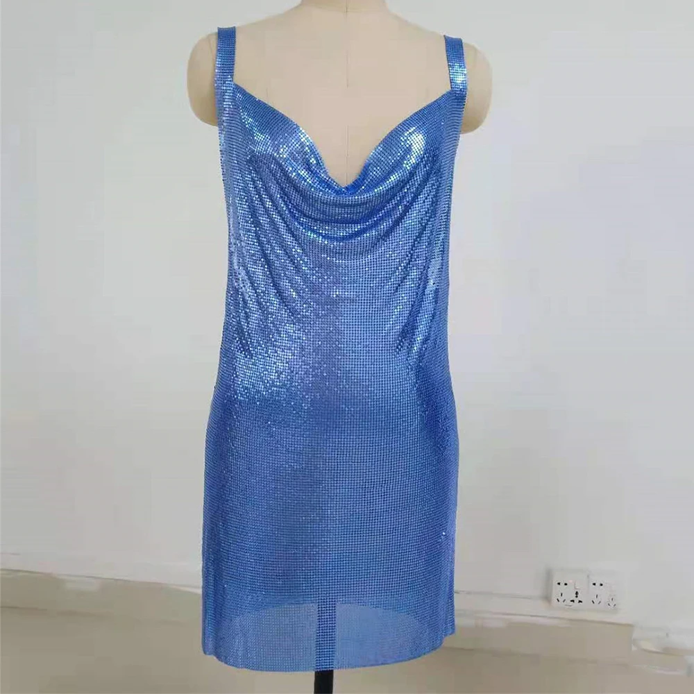 Сексуальное прозрачное металлическое Стразы летнее вечернее платье женское