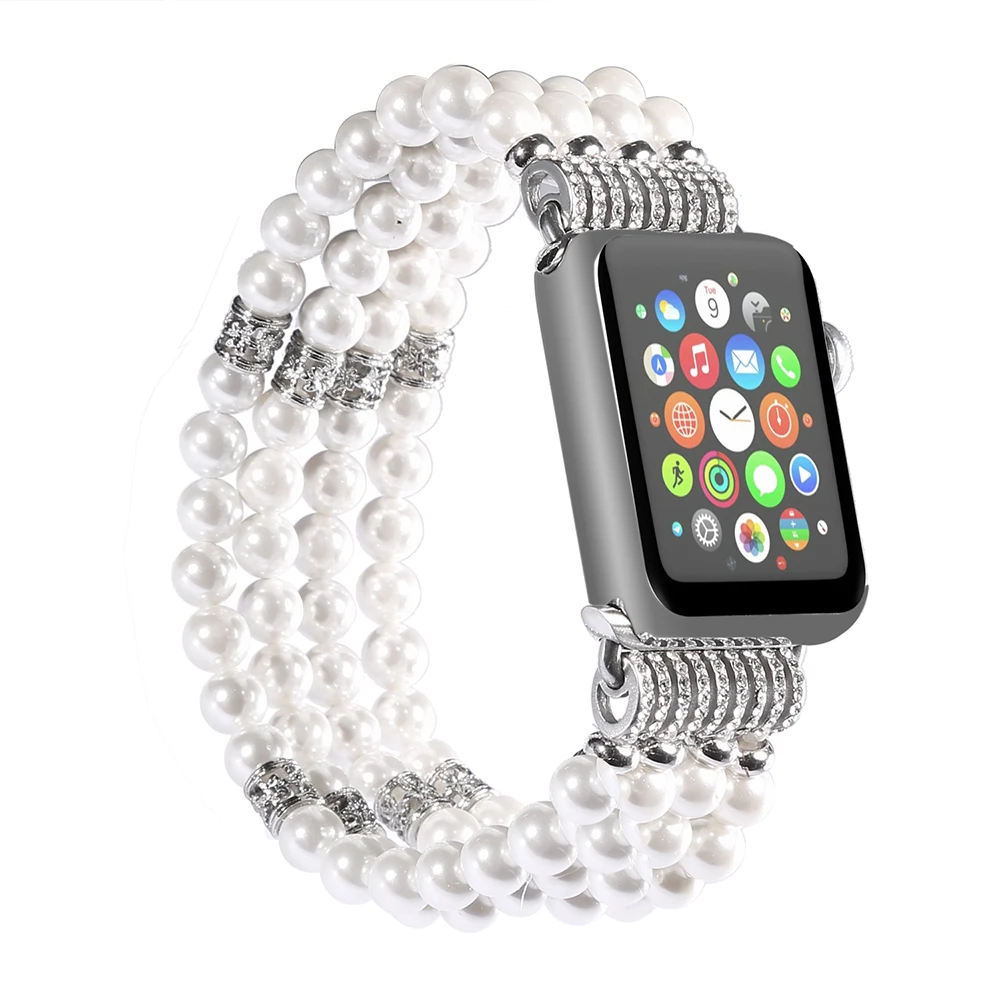 Жемчужный ремешок для Apple Watch SE 6 5 4 Band 44 мм 40 женский модный браслет с бусинами iWatch 3