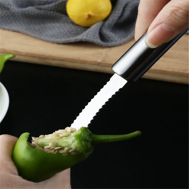 

Cooking Tools Stainless Steel Green Pepper Cut Core Remover for Cleaning Fruit Vegetables Seeds Spiralizer Kitchen Small Items