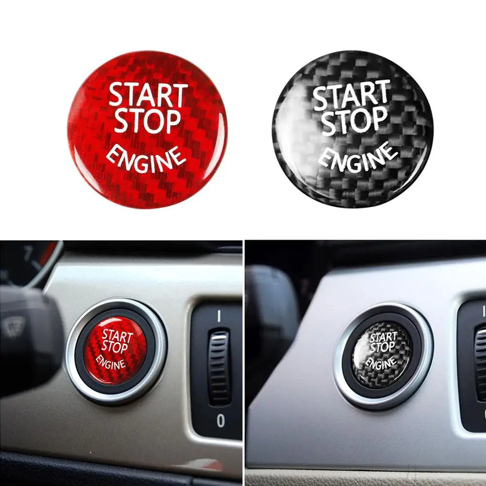 Наклейка на кнопку включения и остановки двигателя из углеродного волокна для BMW